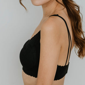 Lace Meets Comfort Seamless Wireless Bra in Black