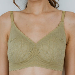 Lace Meets Comfort Seamless Wireless Bra in Sage (Size M Only)