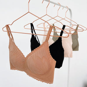 Lace Meets Comfort Seamless Wireless Bra in Warm Nude (Size L & XL Only)