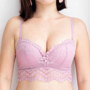 Buttery Lacey Midi Push Up Wireless Bra in Lilac (Size XL Only)