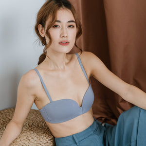 Cozy Lightly-Lined Wireless Bra (Cotton x Modal Blend Fabric) in Dusty Blue (Size L & XL Only)