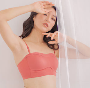 Minimalist Lightly-Lined Seamless Midi Strapless Wireless Bra V2 in Muted Coral
