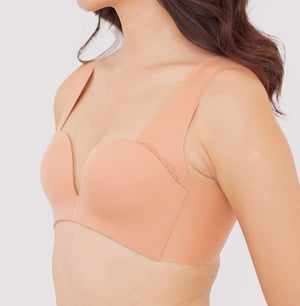 Seamless Lace-frills Wireless Bra in Sandstone (Size S & L Only)