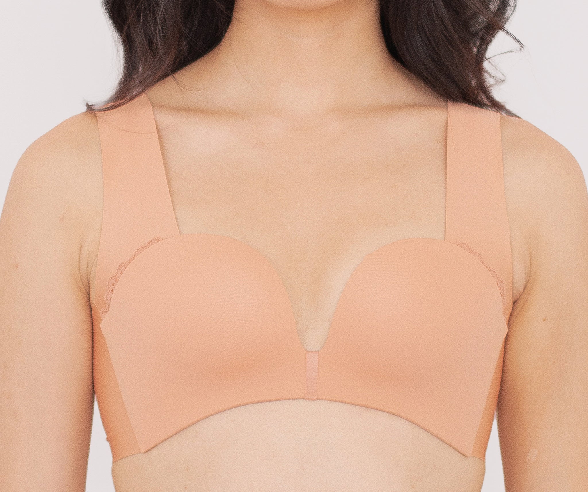 Seamless Lace-frills Wireless Bra in Sandstone (Size S & L Only)