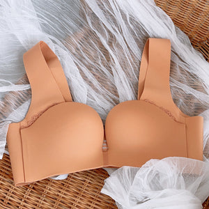 Seamless Lace-frills Wireless Bra in Sandstone (Size S & L Only)