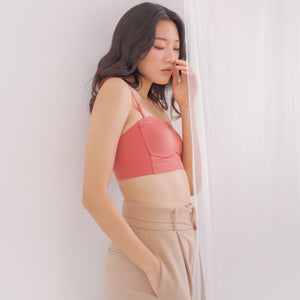 Minimalist Lightly-Lined Seamless Midi Strapless Wireless Bra V2 in Muted Coral