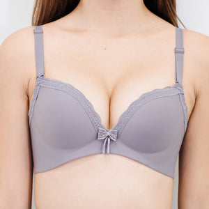 Lacey Minimalist Super Push Up Bra Wireless Bra in Grey (Size XL only)