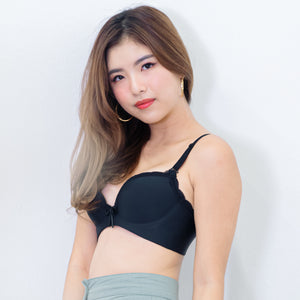 Lacey Minimalist Super Push Up Bra Wireless Bra in Black (Size XL Only)