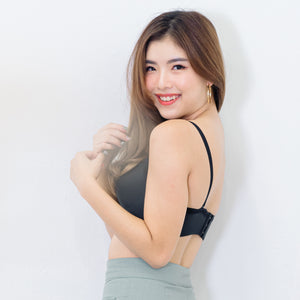Lacey Minimalist Super Push Up Bra Wireless Bra in Black (Size XL Only)