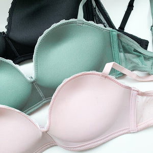 Dreamy Polka Dot! Balconette Push Up Wireless Bra in Sage (Size L & XL only)