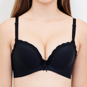 Lacey Minimalist Super Push Up Bra Wireless Bra in Black (Size XL Only)