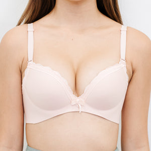 Lacey Minimalist Super Push Up Bra Wireless Bra in Blush Nude (Size XL Only)