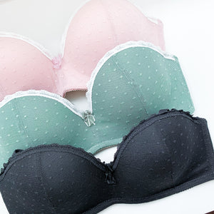 Dreamy Polka Dot! Balconette Push Up Wireless Bra in Sage (Size L & XL only)