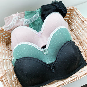 Dreamy Polka Dot! Balconette Push Up Wireless Bra in Sage (Size L & XL only)