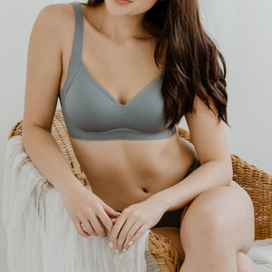 Seriously Comfy Push Up Seamless Wireless Bra in Dusty Blue (Size XL Only)