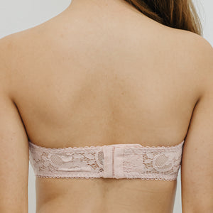 V-Laced Strapless Wireless Bra in Pink (Size XL Only)