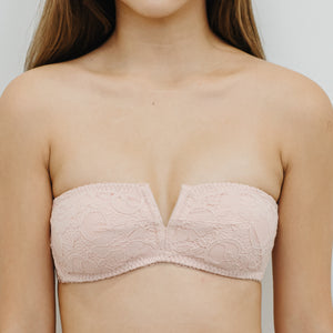 V-Laced Strapless Wireless Bra in Pink (Size L & XL Only)