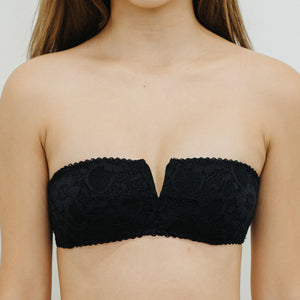V-Laced Strapless Wireless Bra in Black (Size XL Only)