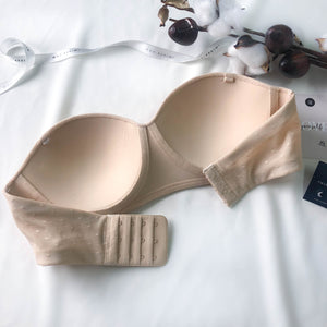 LIVE FREE! Lightly-Lined 100% Non-Slip Strapless Wireless Bra in Nude Polka (XS & XXL only)