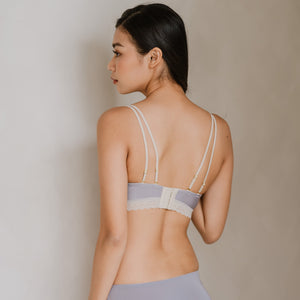 The Silky Smooth! Lace Trim Lightly-Lined Wireless Bra in Taro Crepe