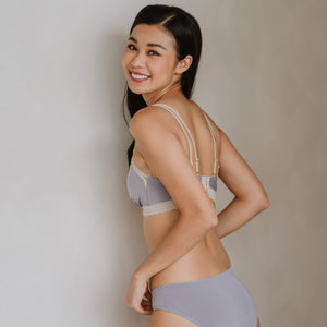 The Silky Smooth! Lace Trim Low-Rise Cheekie in Taro Crepe