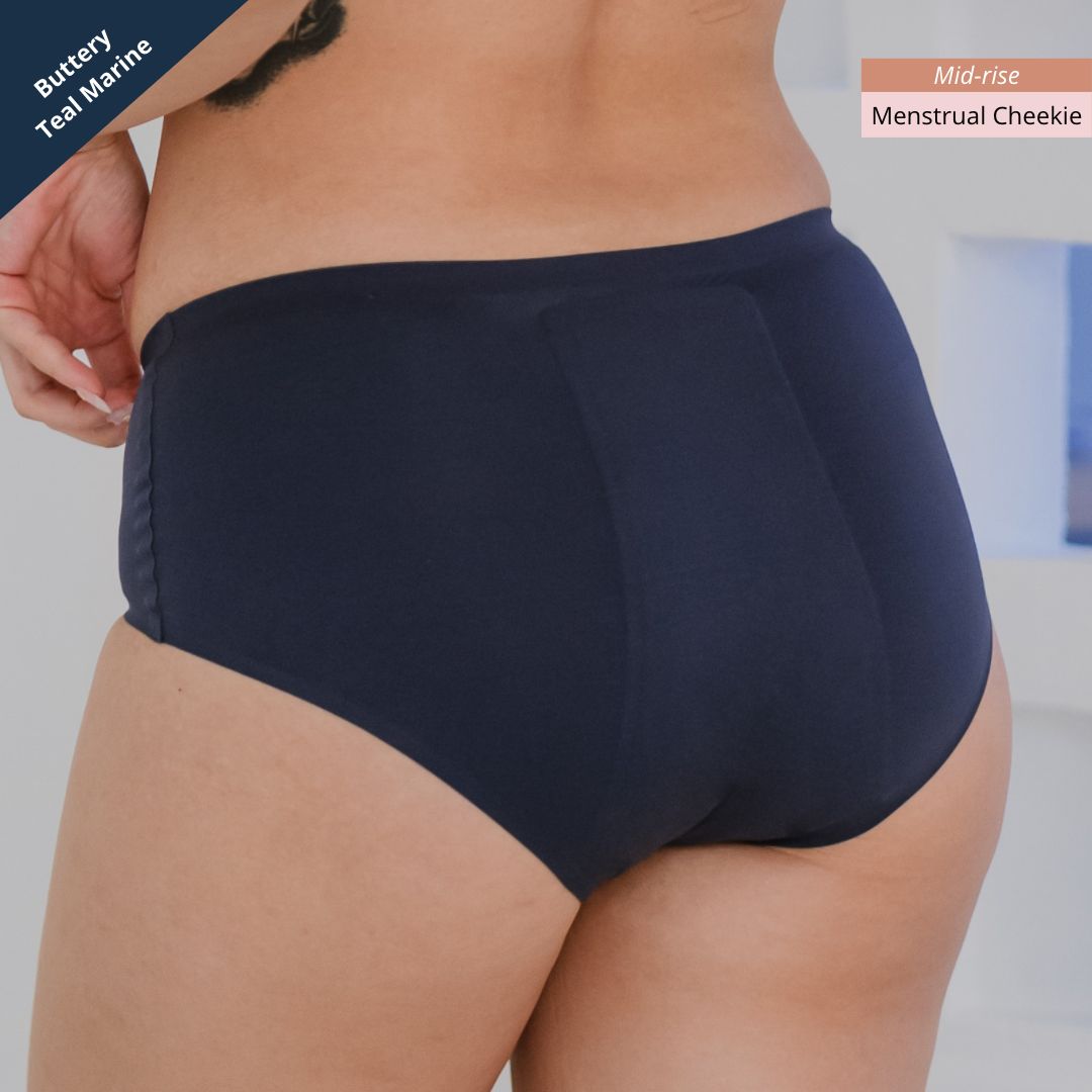 Hello Period! Seamless Mid-Rise Cheekie in Buttery Teal Marine (Size L - 3XL only)